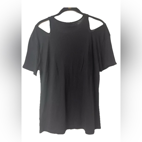 NWOT TopShop Cold shoulder Short Sleeved Top Black Size US 6 - Picture 2 of 5
